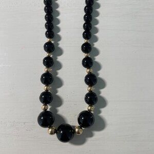 Black and Gold Onyx Ball Necklace